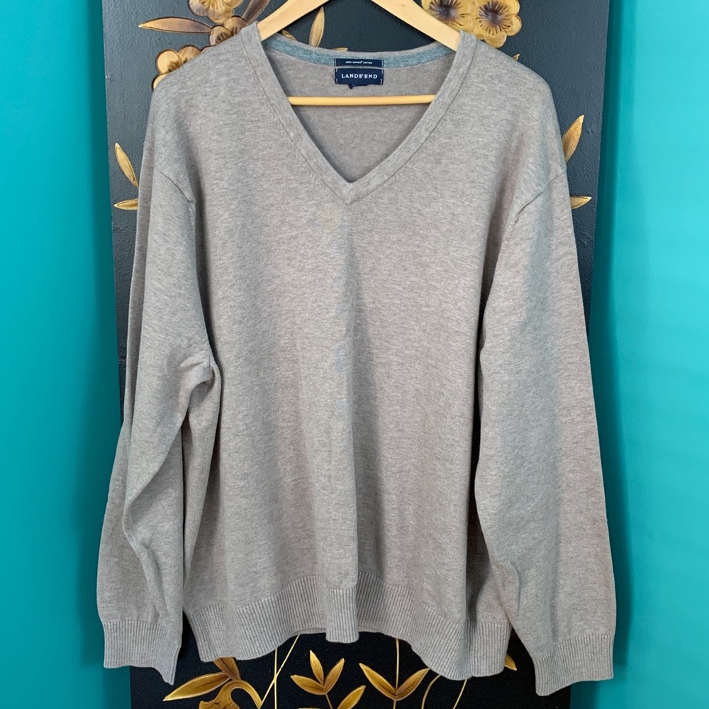 Land’s End 100% Supima Cotton V-Neck Sweater XXL